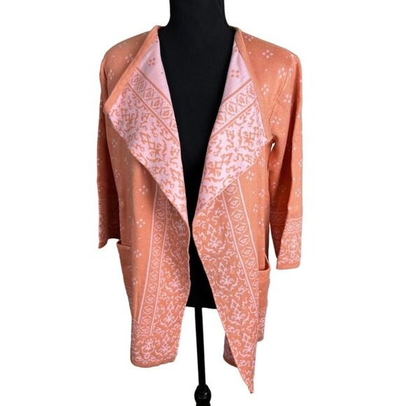 Isaac Mizrahi True Denim Jacquard Sweater BLUSH NWOT SIZE M - Picture 2 of 7